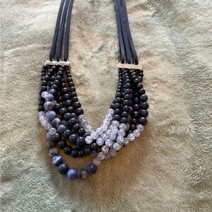 Chico's Black and Blue Beaded Necklace
